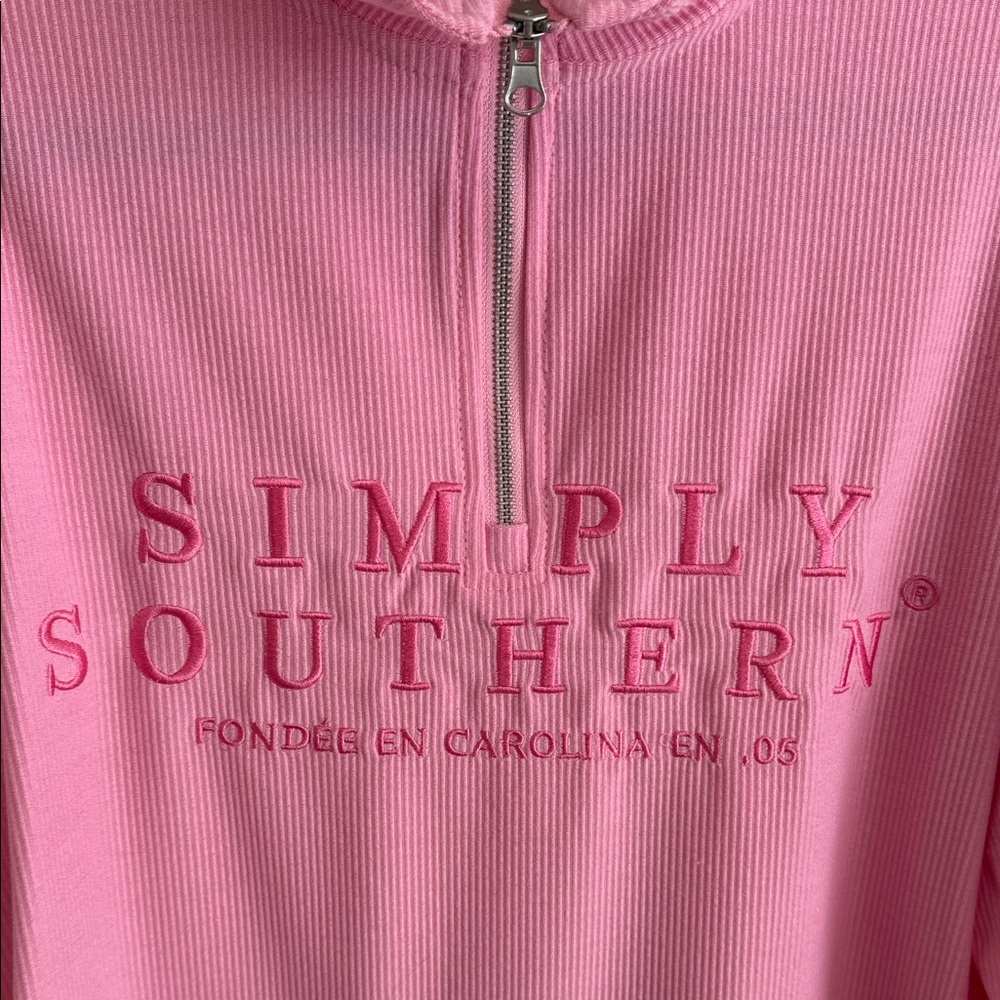 Simply Southern Pink Half-Zip Sweatshirt - Picture 4 of 8